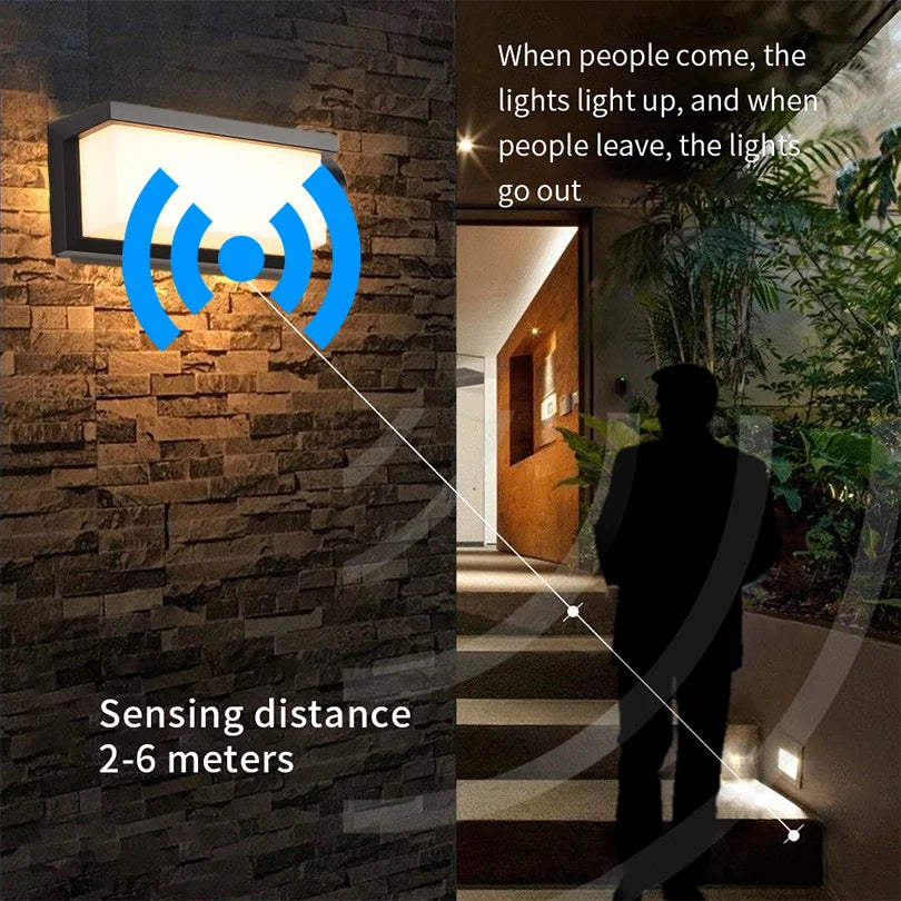 LED Motion Sensor Outdoor Wall Light Waterproof IP65 Retro Style Porch Balcony Garden Courtyard Lamp Living Room Wall Sconce