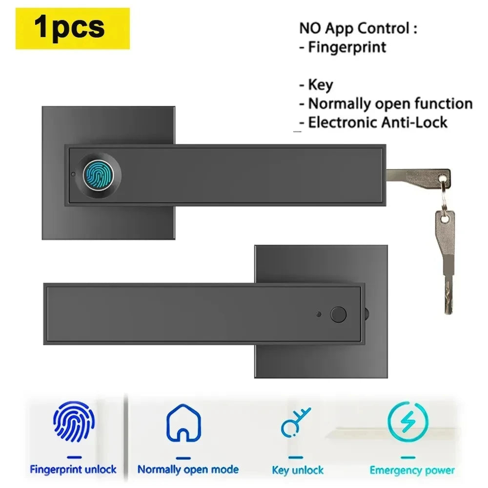 Fingerprint Password Door Lock With Tuya Electronic Smart Lock Digital Door Security Biometric Handle Lock For Bedroom Apartment