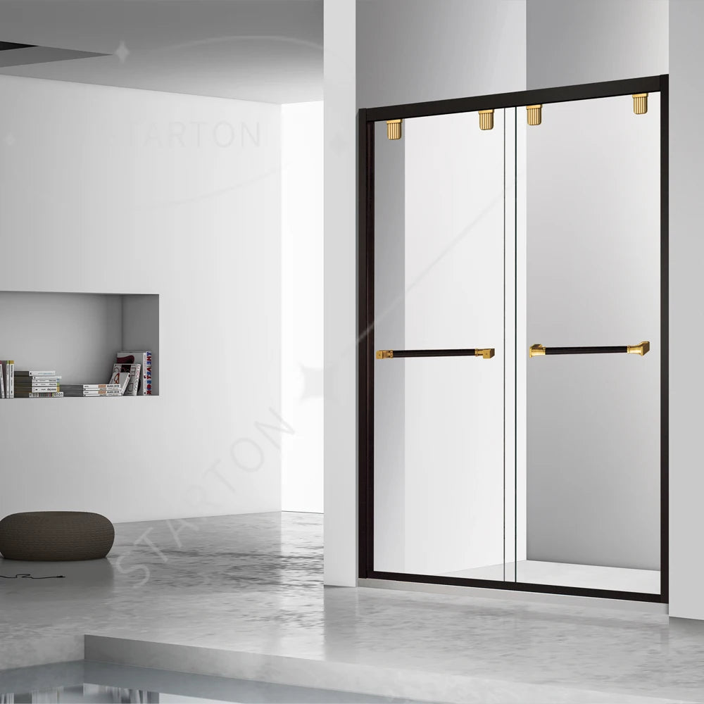 Modern Luxury Bathroom Shower Door Black Frame Tempered Glass Shower Partition Sliding Shower Door