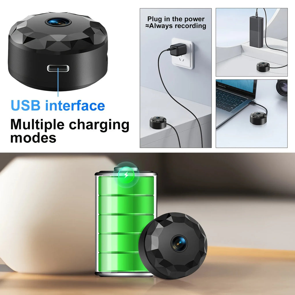 Wireless Mini WiFi Security Camera with Night Vision Motion Detection Rechargeable Battery Easy to Mount & App-Controlled