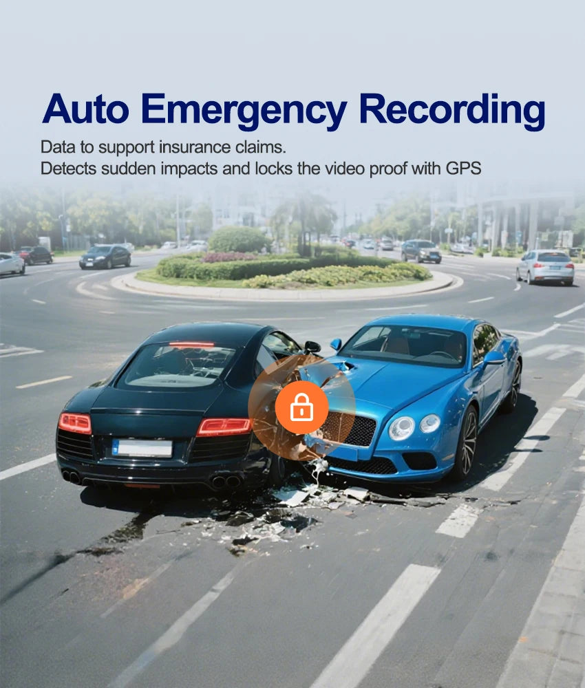HD 1080P Car DVR Dash Cam with 3 Lens Wide Angle Night Vision G-Sensor Loop Recording for Front Inside and Rear Vehicle Camera