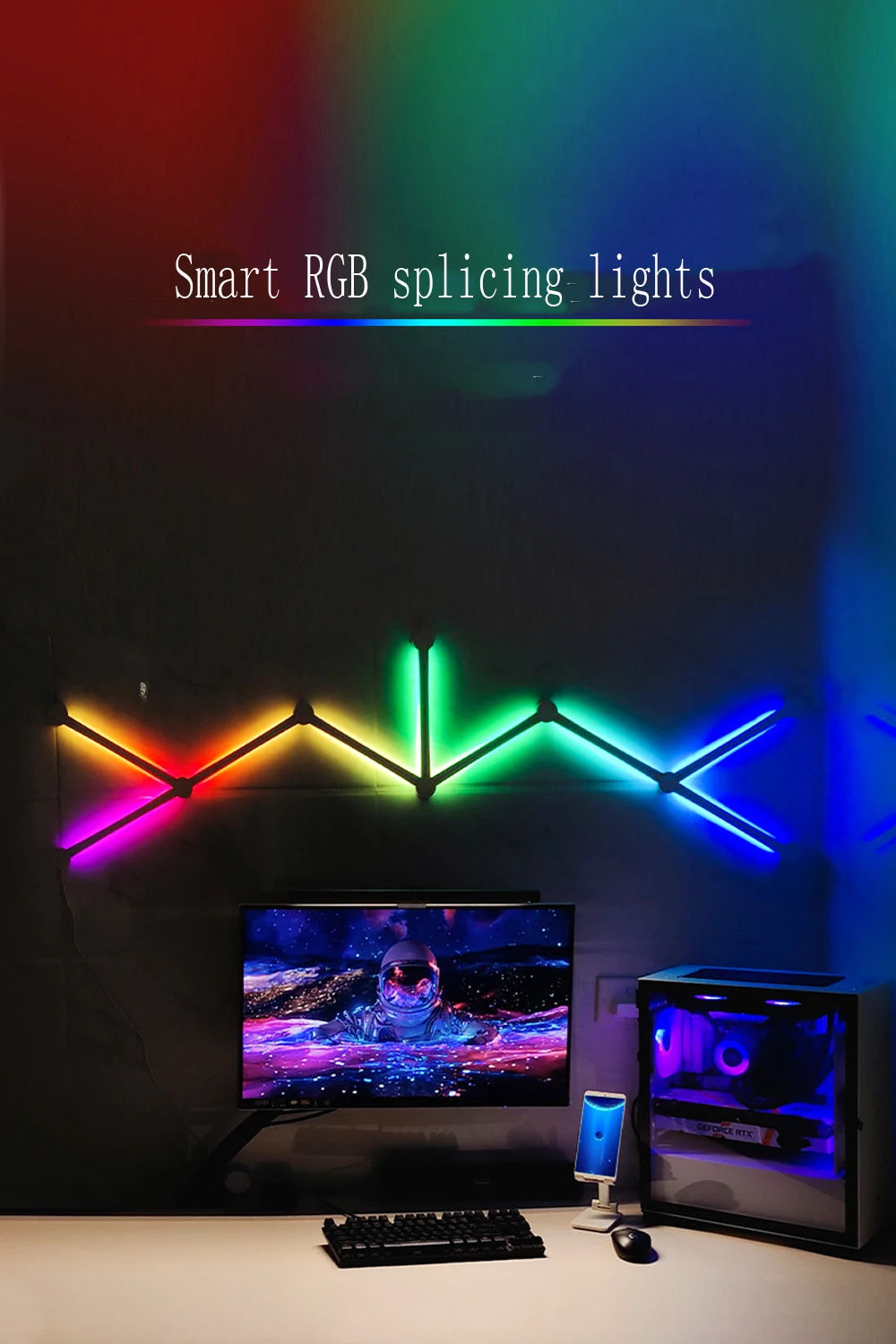 Smart WiFi Splicing Wall Light RGBIC Wall DIY Decorative Ambiance LED Night Light Dimmable For Game Room Bedroom TV Decoration