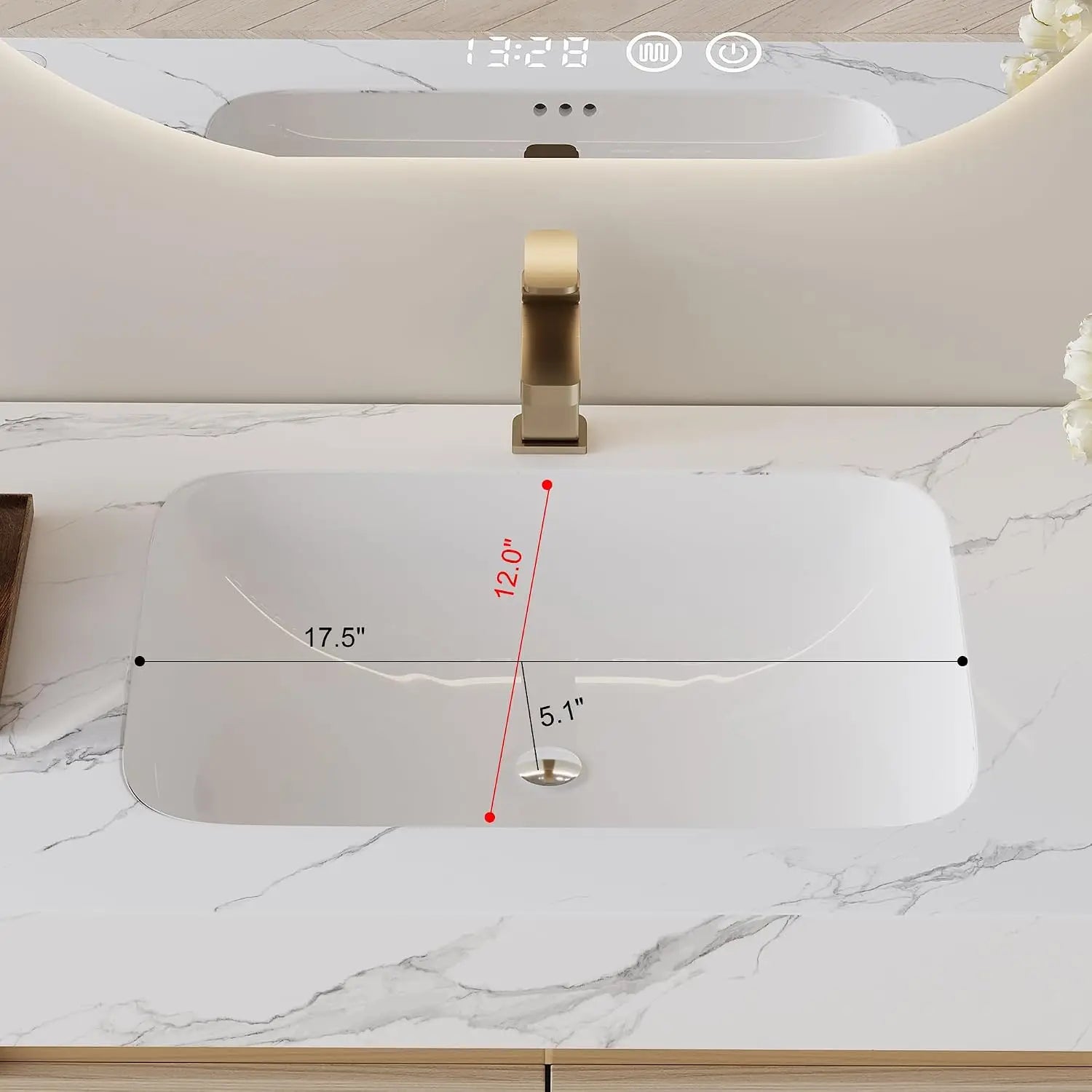 36" Modern Bathroom Vanity with Sintered Stone Top & Ceramic Sink – 4 Soft-Close Drawers, Waterproof Multi-Layer Wood, Custom