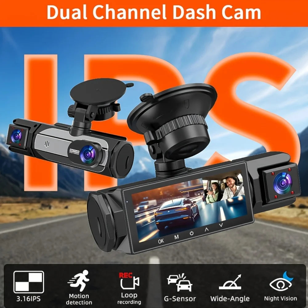 3 Cameraes Dash Cam 1080P Front and rear view camera Night Vision Parking Monit Car DVR 3way Car Video Recorder With Gift