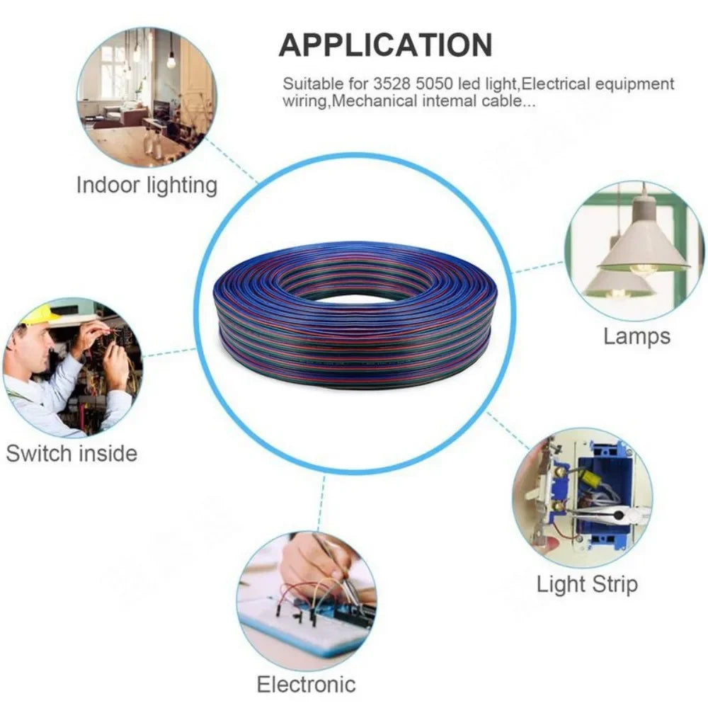 22 AWG 2Pin 3Pin 4Pin 5Pin 6Pin Electronic Cable Extension Wire for 5050 3528 COB RGBW RGB CCT RGBWW RGBCCT LED Strip Lights Car