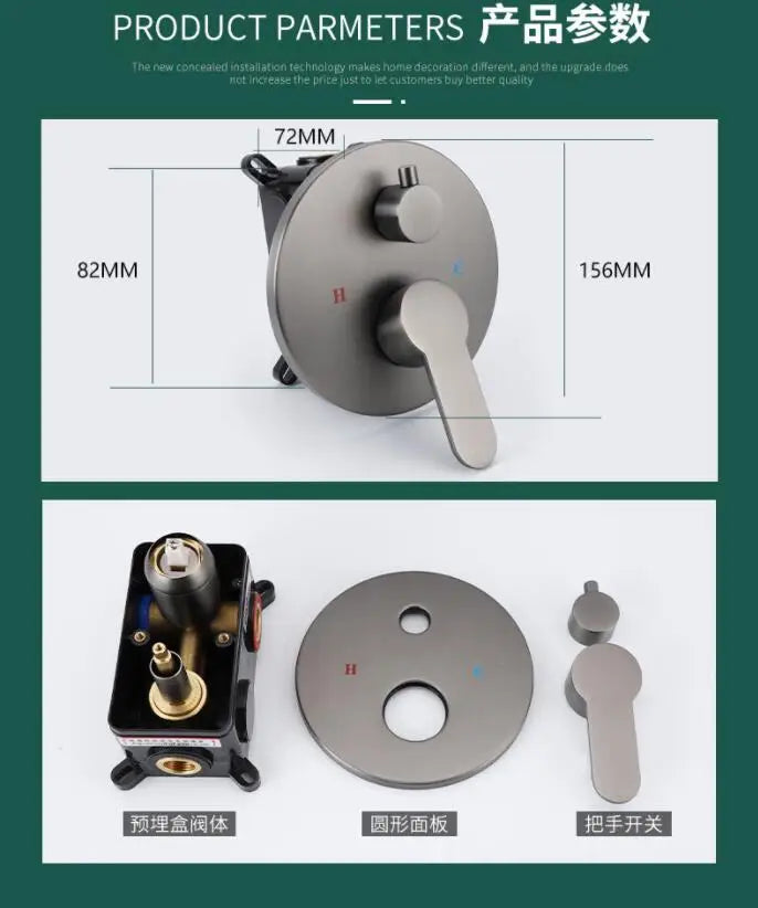 Two Function Shower System Water Mixing Control Valve Bathroom Fixture In Wall Brass Hot Cold Bath Faucet Open Close Gold Black