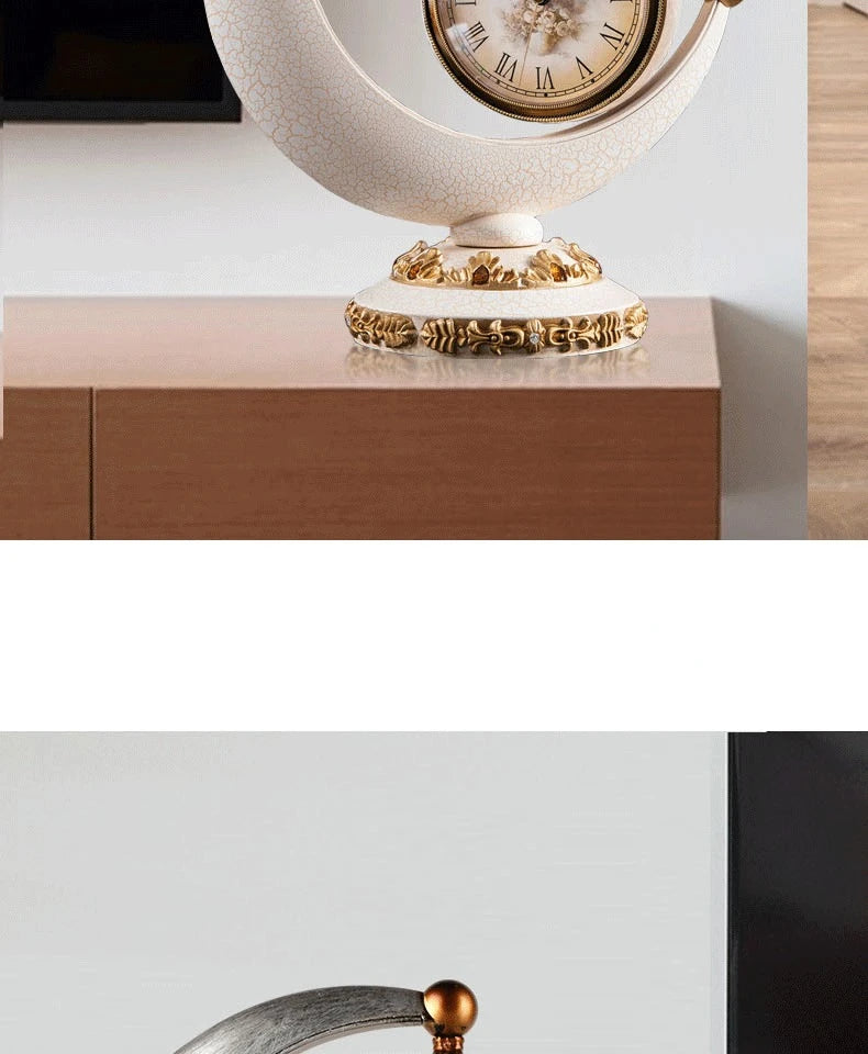 Luxury Mechanical Table Clock Silent Watch Desk Clock Living Room Desktop Retro Moon Table Decoration & Accessories Gift