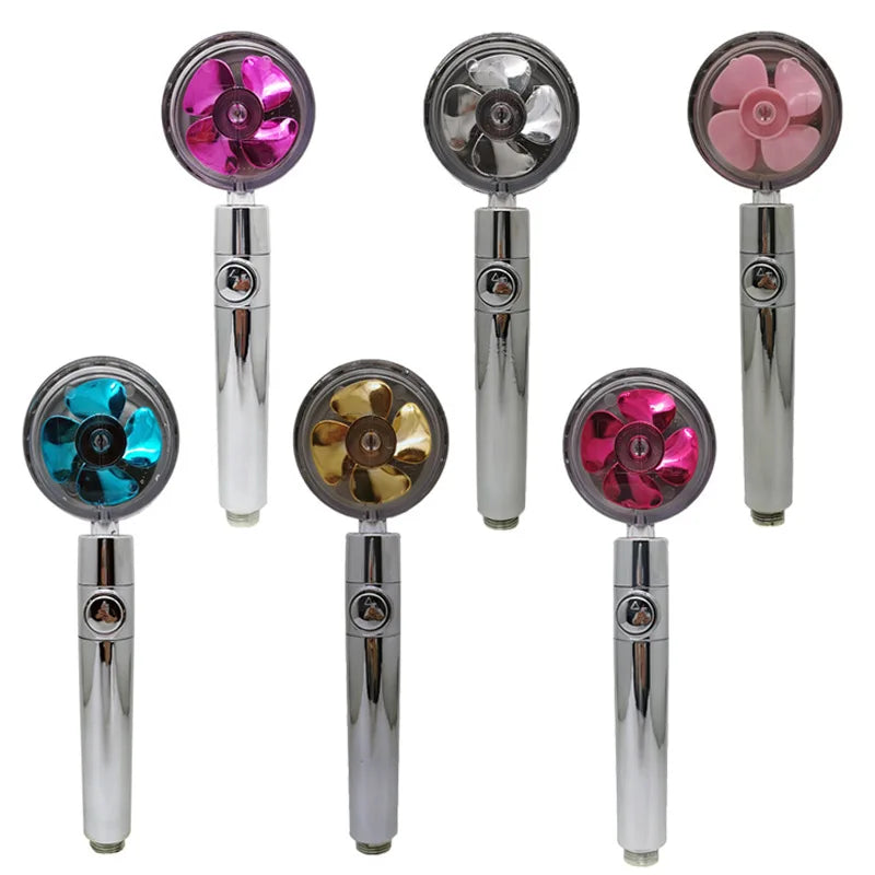 New Propeller Driven Shower Head Cotton Filter Turbocharged High Pressure Handheld Shower Nozzle