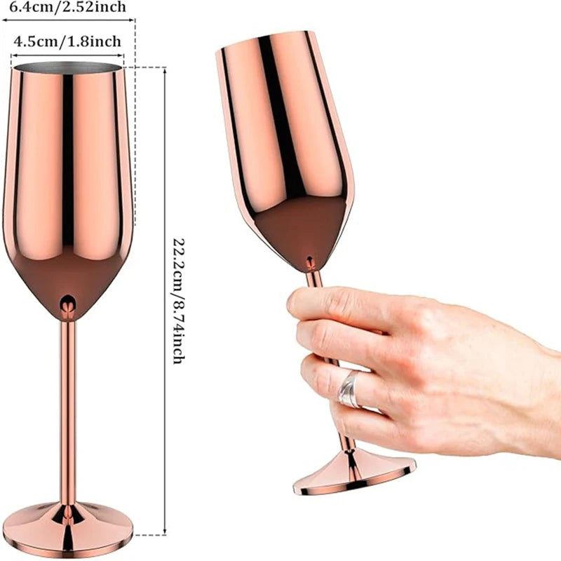 6Pcs Stainless Steel Unbreakable Metal Wine Glasses 220ml/250ml Cocktail Cups for Bar Drinking Glasses