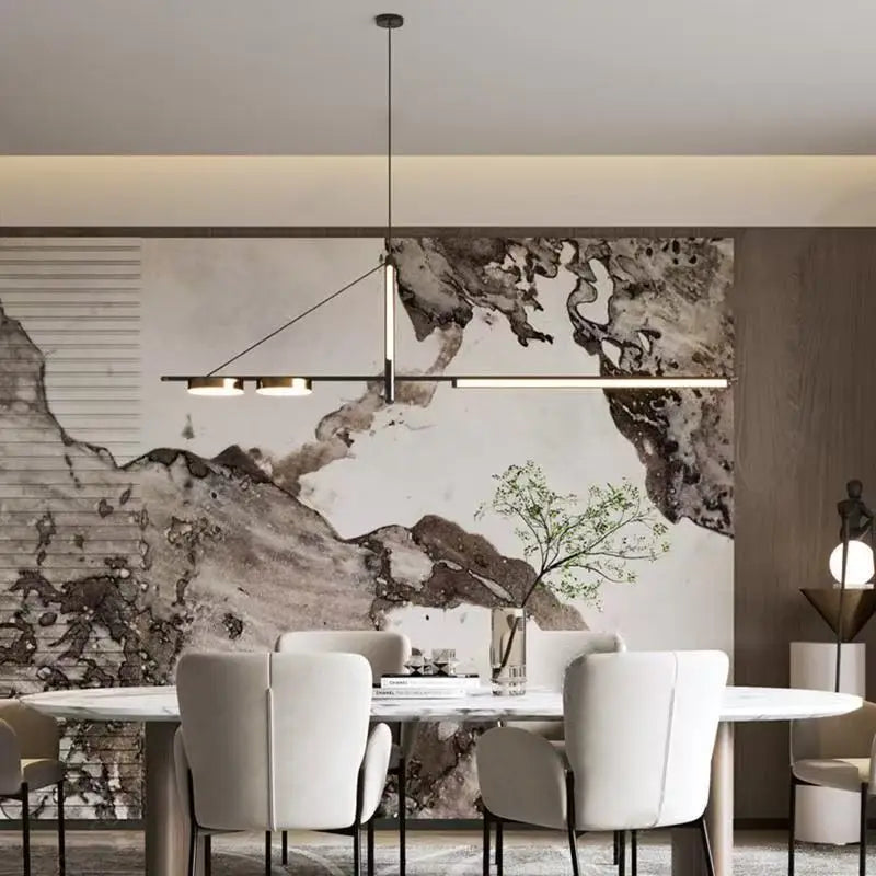 Minimalist Restaurant Chandelier Modern Light Luxury Simple Nordic Bar Table Spotlight Designer Creative Straight Strip Lights