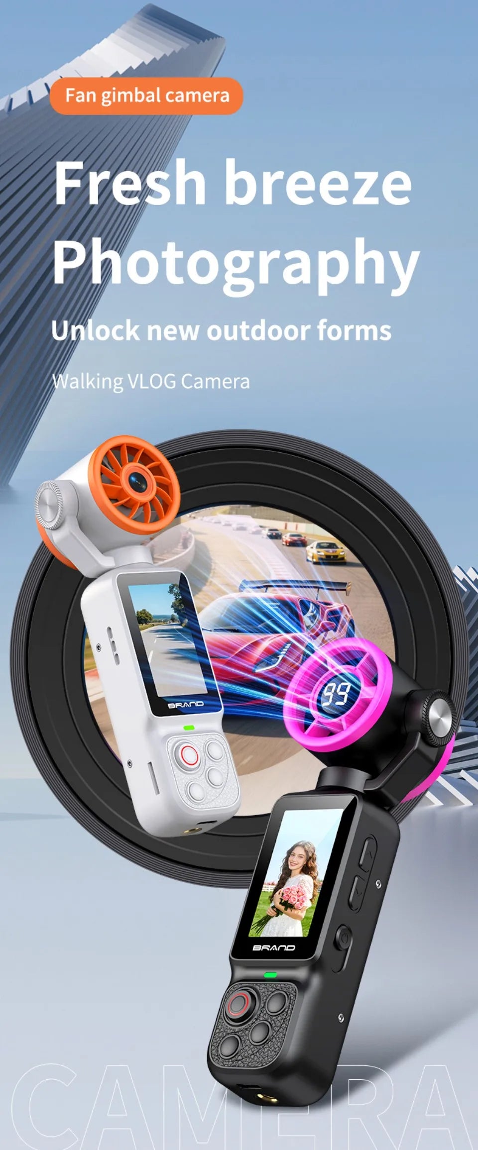 HD 2 in 1 Action Camera with 5 Speed High Speed Cooling Fan Video Recorder For Vlog YouTube Outdoor Shooting Handheld Action Cam