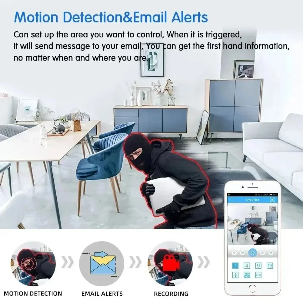 Security Protection 10K WiFi Camera Outdoor Four Lens Triple Screen 10X Zoom 360° CCTV Surveillance Yoosee 20MP Security Cameras