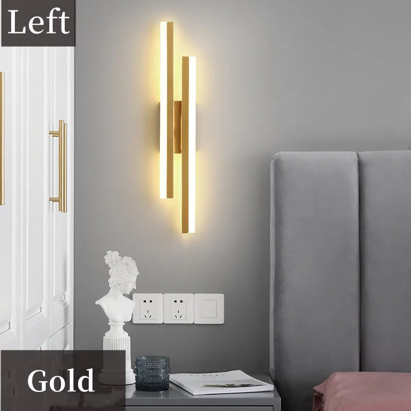 Modern Minimalist LED Wall Lamp Double Vertical Bar Frosted Acrylic Sconce Light for Living Room Sofa Background Bedroom Headboa