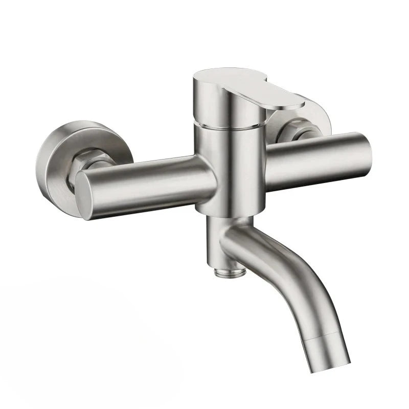 Stainless Steel Shower Mixer Faucet Shower Diverter Wall Mounted Bathroom Fixtures Ceramic Valve Core Universal Hot Cold Tap