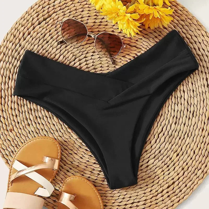 Sexy Brazilian Thong Bikini Bottom Women's Swimwear Briefs Classic Cut Swim Shorts Ladies Swimsuit V Cheeky High Waisted Bikini