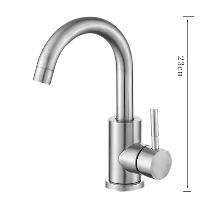 304 Stainless Bathroom Basin Faucet Steel Hot Cold Wash Mixer Crane Tap 360 Rotation Sink Faucets Single Lever Tap For Bathroom