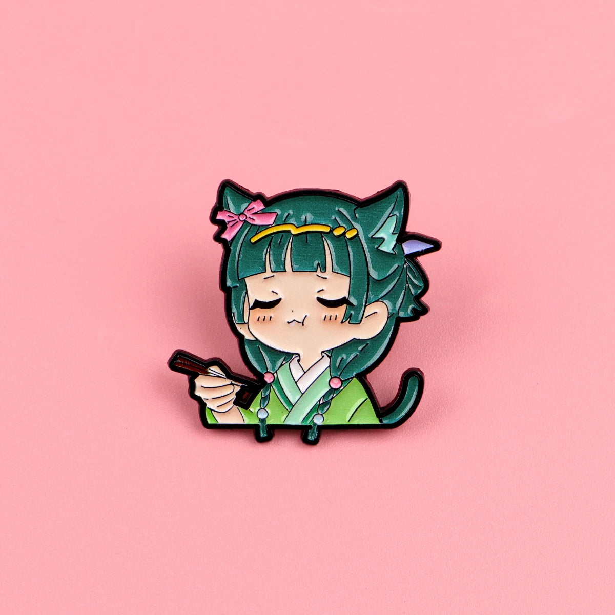 2pcs/set Cute Green Hair Girl Enamel Pins Metal Brooch Backpack Hat Bag Collar Lapel Badges Fashion Jewelry Collection Gifts