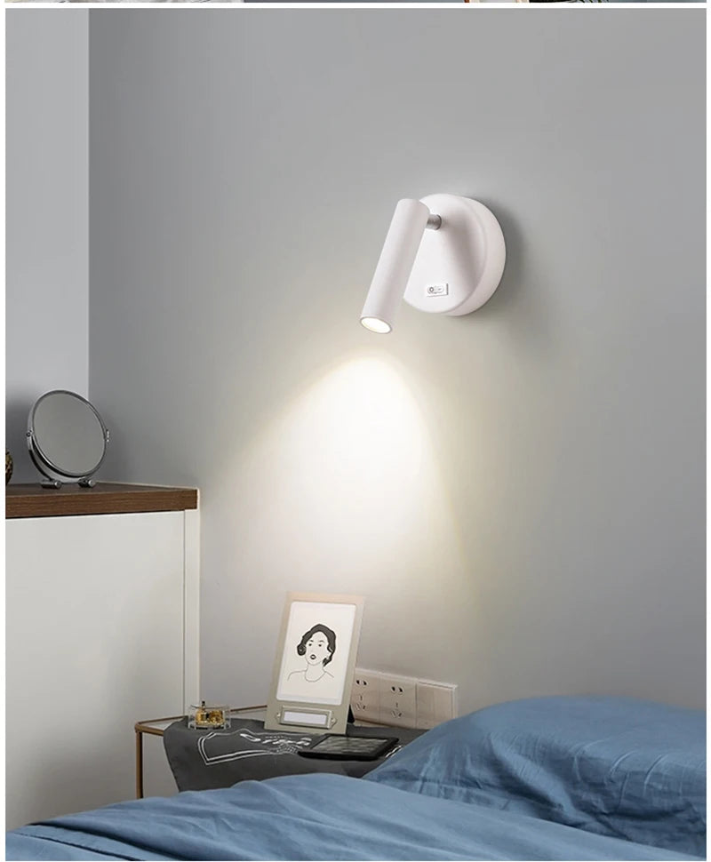 Switch Wall Lamp Modern LED Wall Light Simplicity Spotlights Indoor Lighting Room Decor For Living Room Bedroom Bedside Sconces