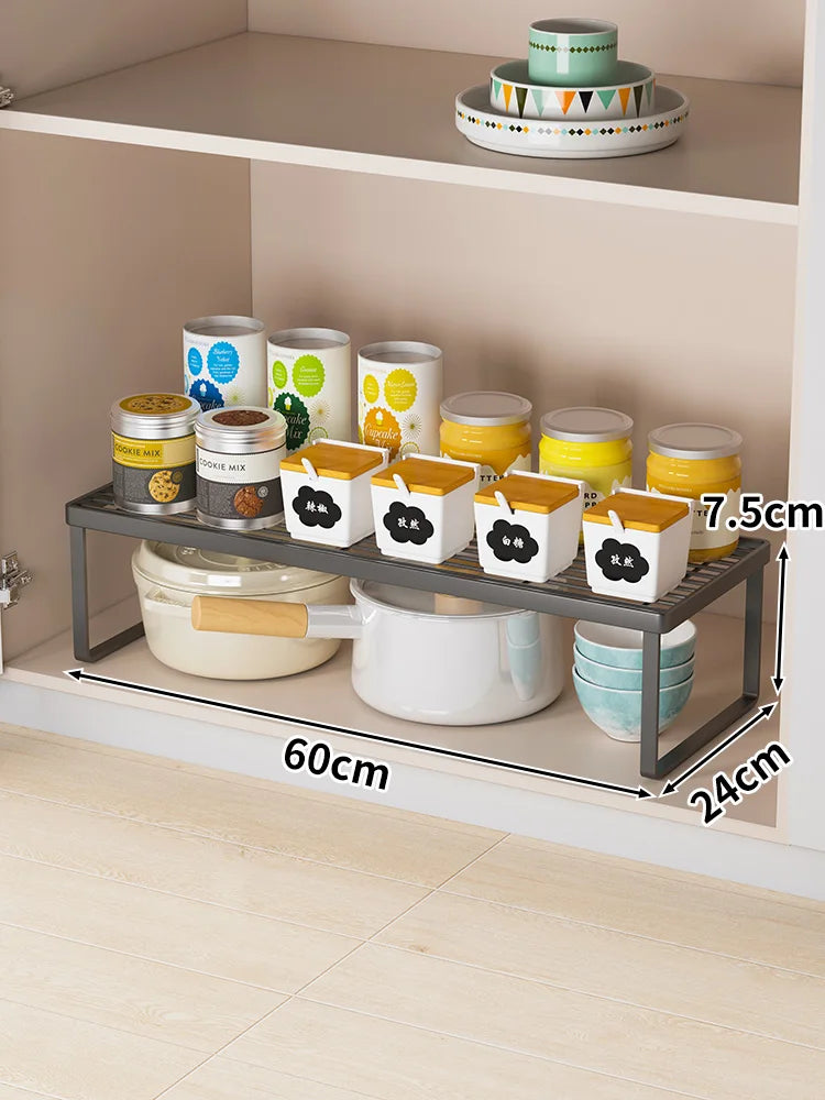 Kitchen Countertop Storage Rack Bowl Plate Pot Organizer Cabinet Internal Layered Shelf Seasoning Tabletop Storage