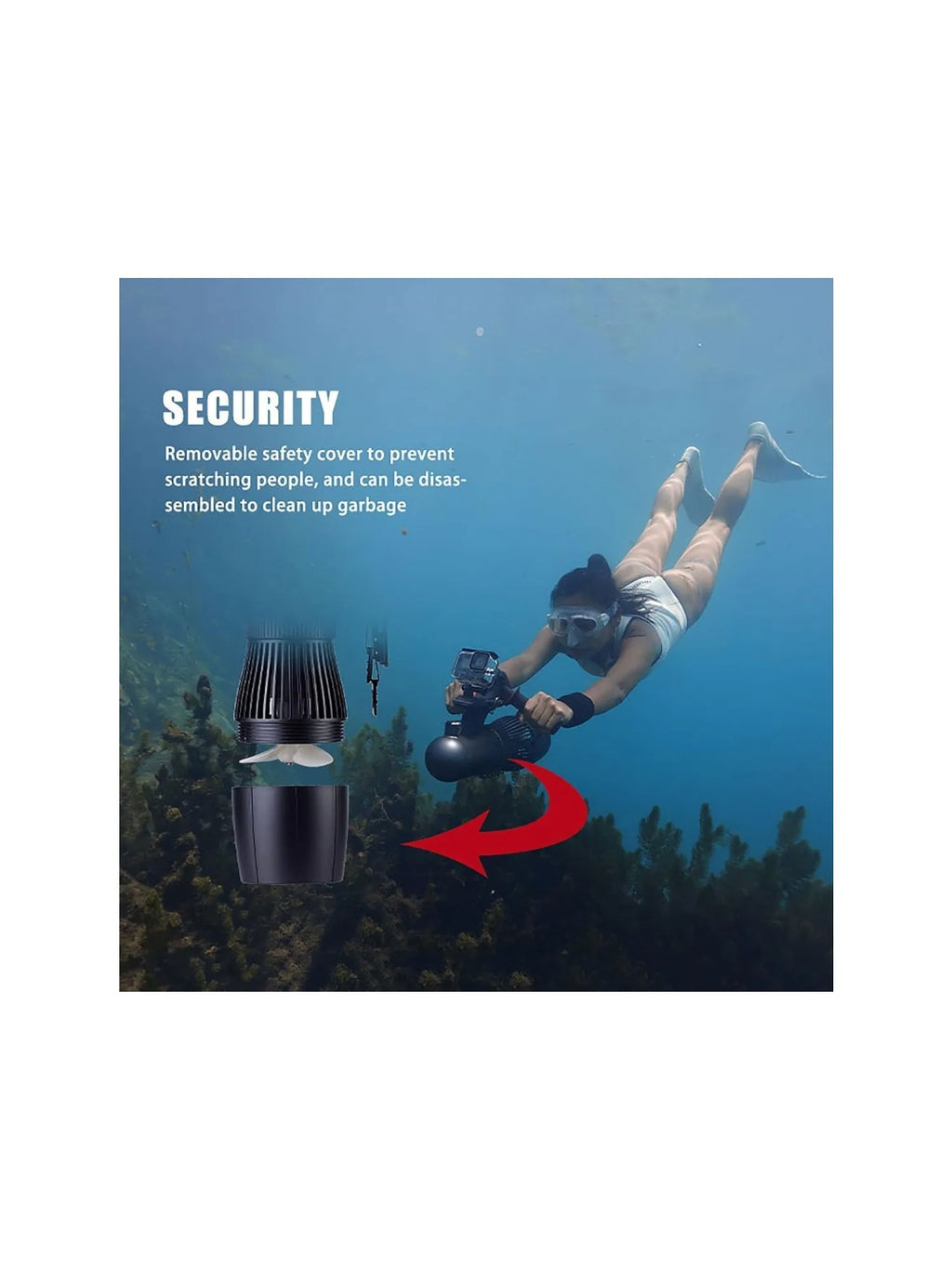 Camolech Electric Underwater Scooter 500W 40M Free Diving Snorkeling Sea Scooter Brushless Motor 60mins