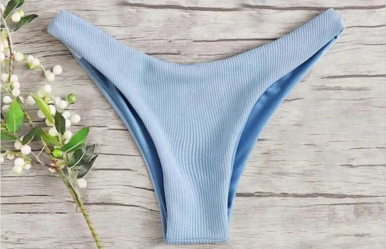 Sexy Bikini Bottoms Women's 2025 Swimsuit Low Waisted Bottom Solid Color Swimwear Thong Beachwear Brazilian Bathing Suit Summer