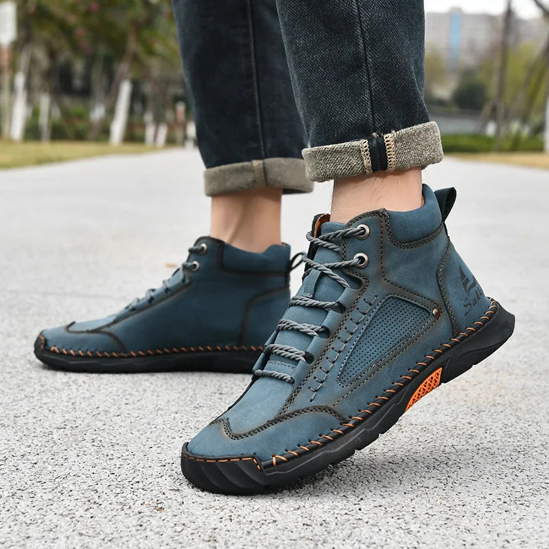 Handmade Men Boots Design Sneakers Man Outdoor Casual Leather Men Shoes Ankle Boots Fall Breathable Hot Sale 2025