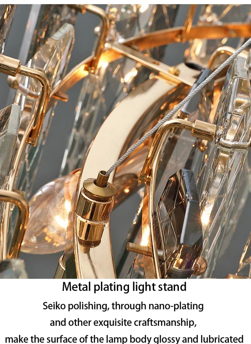 Postmodern Light Luxury LED Crystal Chandelier Atmosphere Dining Room High-end Home Bedroom Kitchen Living Room Pendant Lights