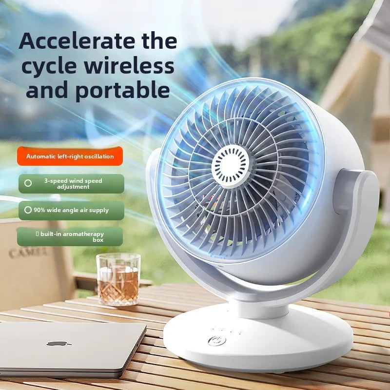Air Circulator Fan, Household Electric Fan, Desktop Portable Oscillating Low Noise Fan for Student Dormitory and Office