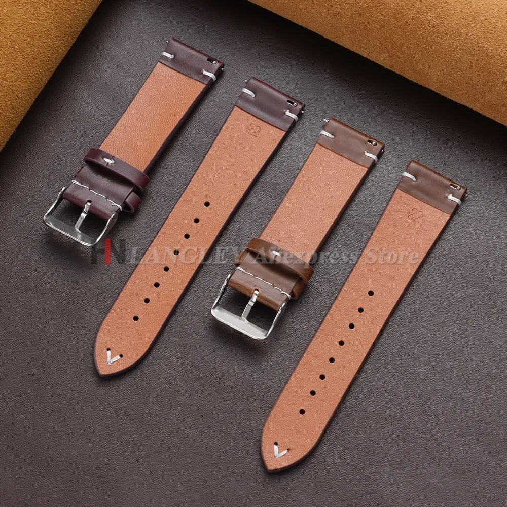 18mm 20mm 22mm Vintage Oil Wax Leather Watch Band Brown Black Cowhide Straps Quick Release Universal Bracelet for Men Wristbands