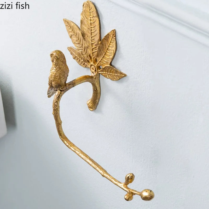 Copper Leaf Bird Tissue Holder Metal Napkin Holder Toilet Paper Holders Wall Mounted Paper Towel Holders Tissue Storage Rack