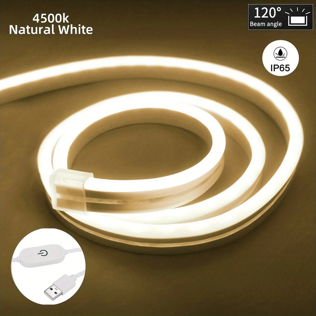 Neon LED Light Strip Smart Touch Sensor Switch Dimmable Neon Sign Flexible Led Ribbon Waterproof Rope Tube Lamp Backlight Decor