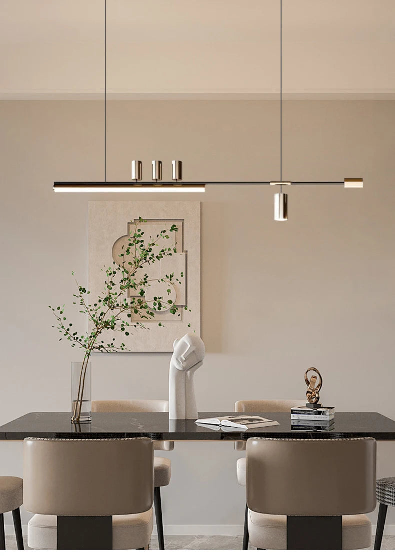 Minimalist Restaurant Chandelier Modern Light Luxury Simple Nordic Bar Table Spotlight Designer Creative Straight Strip Lights