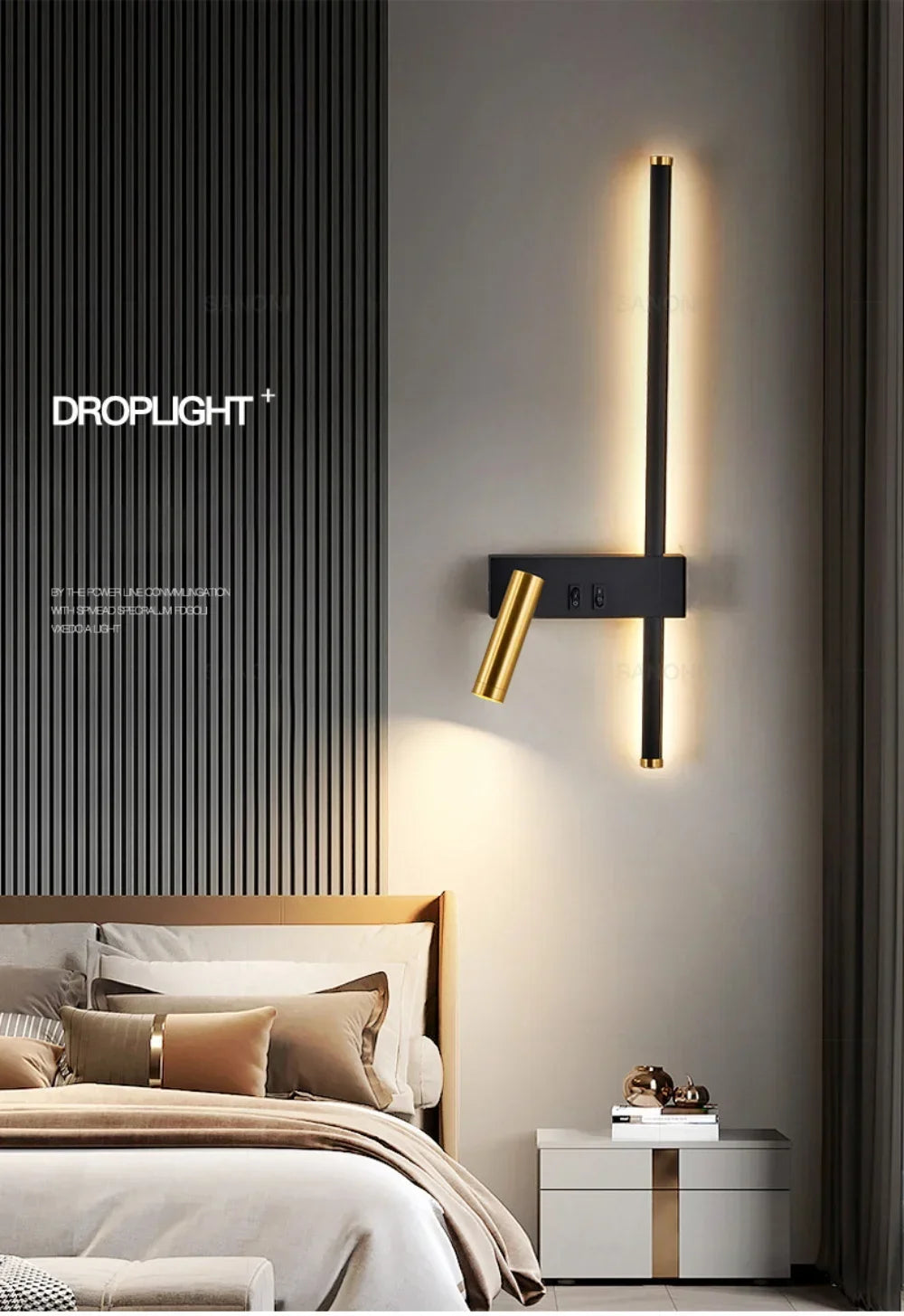 Modern LED Wall Lamp with Reading Spotlight for Living Room Sofa Bedroom Background Bedside Wall Light Bedside Lighting Fixture