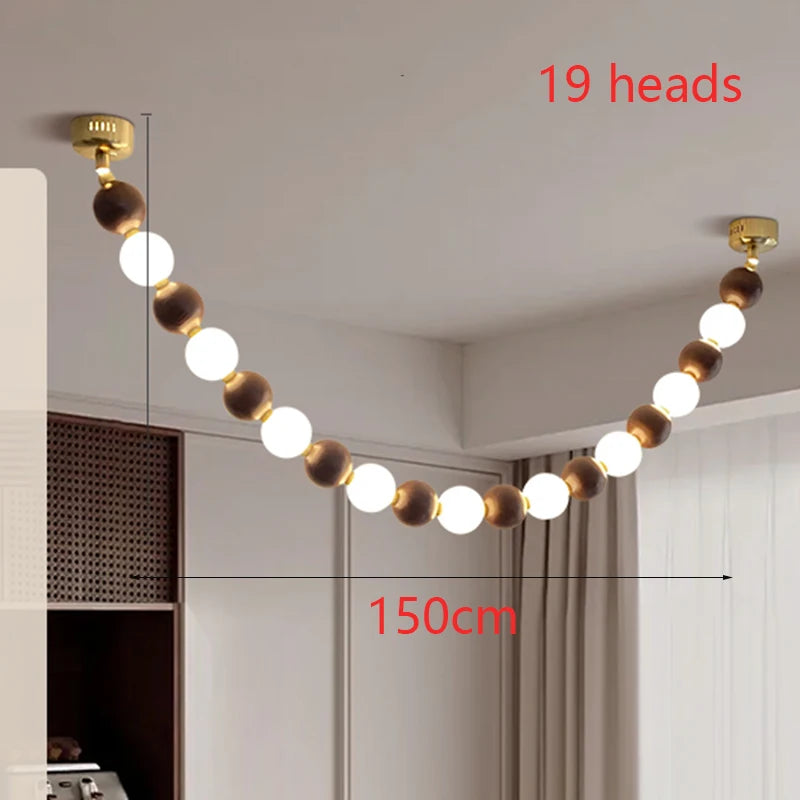 Postmodern White Lampshade Acrylic Walnut Wood LED Chandeliers lustre Adjustable Ceiling for Kitchen Island Decoration Dimmable