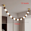 Postmodern White Lampshade Acrylic Walnut Wood LED Chandeliers lustre Adjustable Ceiling for Kitchen Island Decoration Dimmable