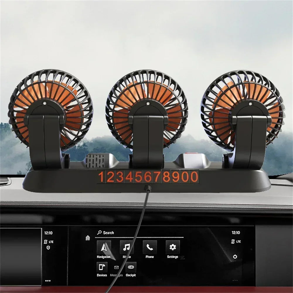 1/2/3 Head Car Fan Summer Air Cooler USB/12V/24V Adjustable 2 Speeds Silent Fan for Home Desk Office & Car