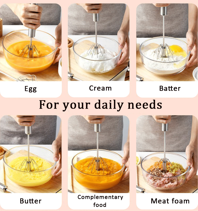 Semi-automatic Egg Beater Egg Whisk Manual Hand Mixer Self Turning Cream Utensils Whisk Manual Mixer Useful Kitchen Gadgets