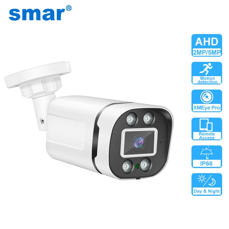Smar New Super HD 2MP/5MP AHD Camera Waterproof 6* Nano IR LEDS Security Camera  AHDH System Video Surveillance With Bracket