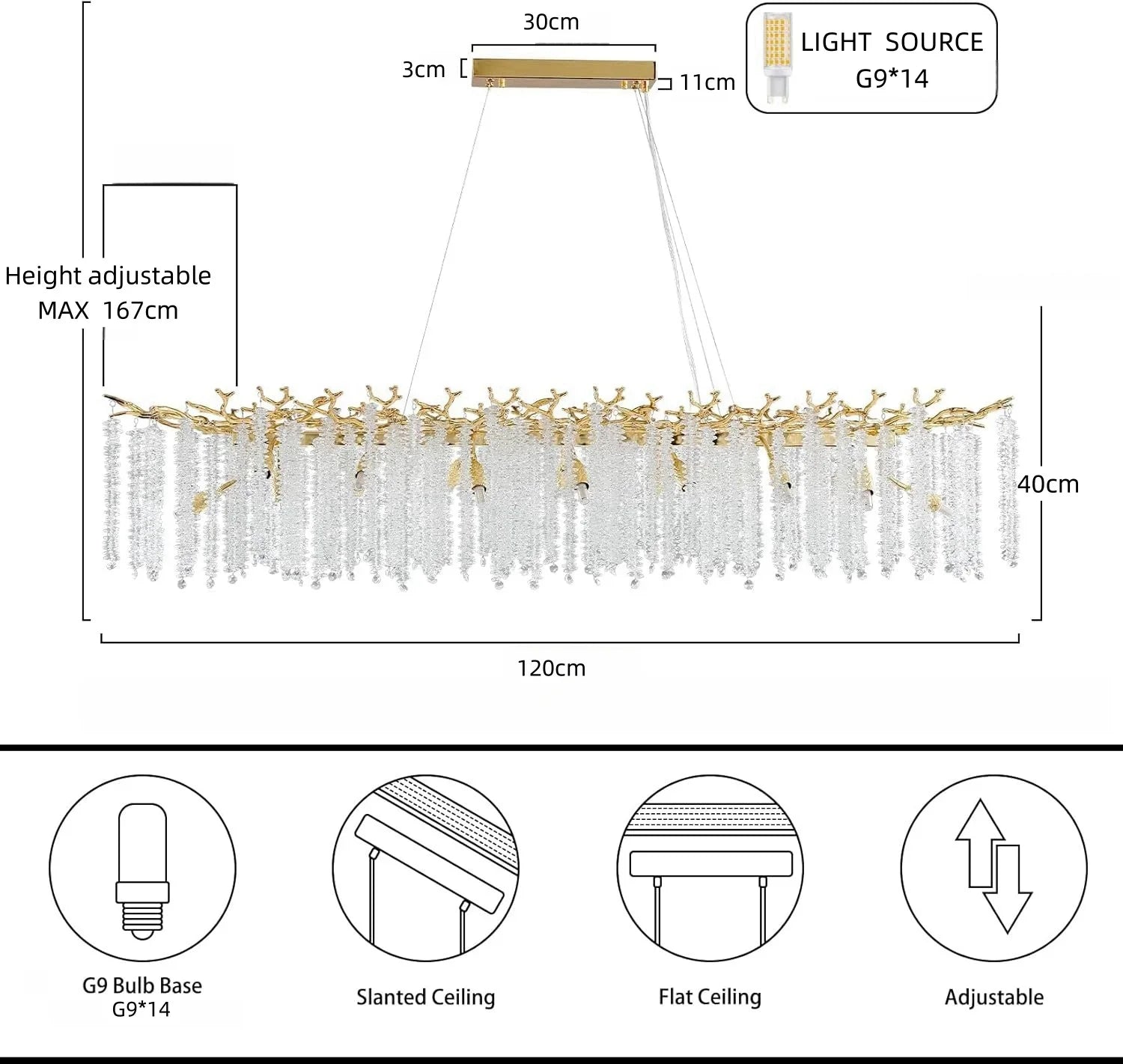 Modern light luxury living room crystal chandelier dining room bedroom French crystal lamp artistic decoration branch lamp