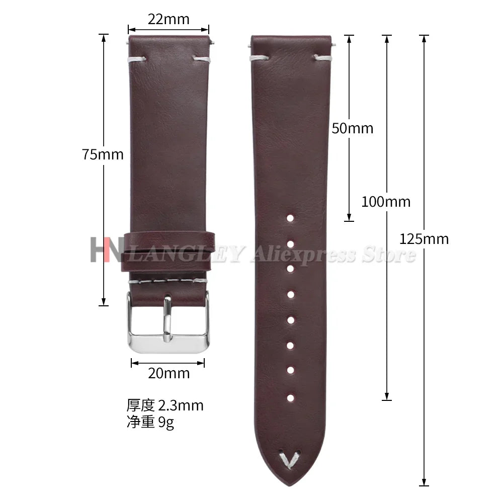 18mm 20mm 22mm Vintage Oil Wax Leather Watch Band Brown Black Cowhide Straps Quick Release Universal Bracelet for Men Wristbands