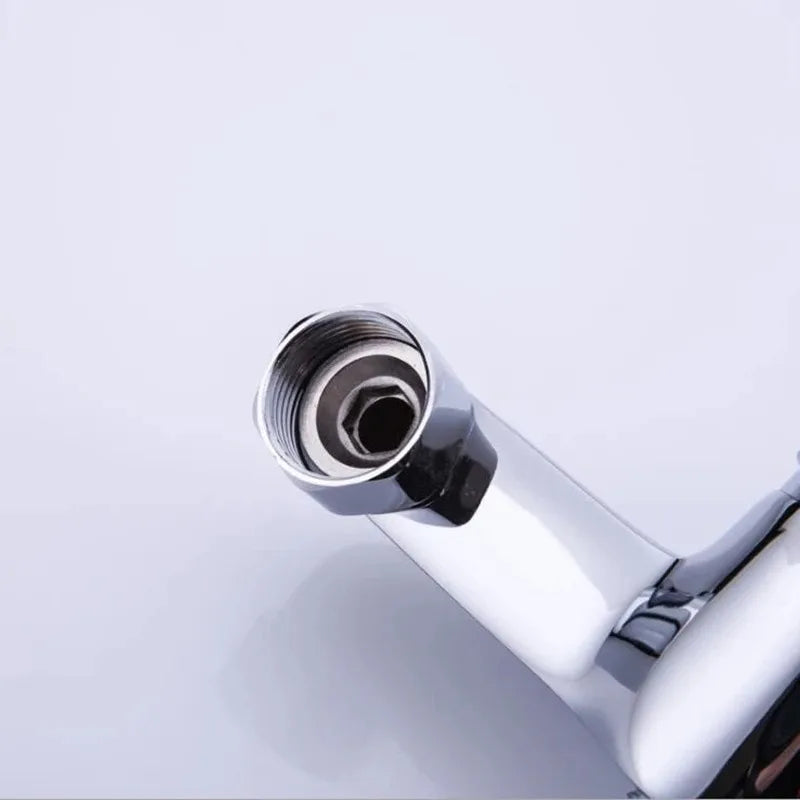 Wall Mounted Chrome Bathroom Shower Faucet Single Handle Bathtub Mixer Tap Hot Cold Water Valve with G1/2 Shower Hose Connector