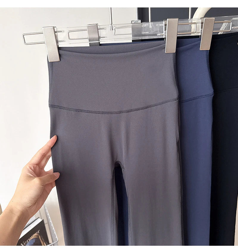 Women's High Waisted Yoga Flared Pants High Elasticity Tight Seamless Breathable Quick-Drying Running Casual Outdoor Sport Pants