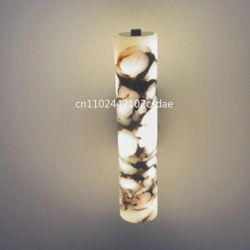 Italian Wall Lamp Natural Marble Bedroom Bedside  Black Modern  Luxury Stone Wall Light Living Room Hallway Decor Wall Sconce