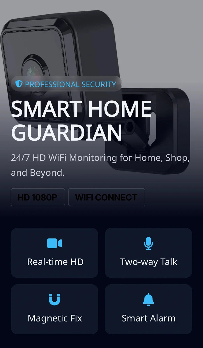 4K HD WiFi Security Camera for Home Mini Smart Indoor IP Surveillance with APP Remote Monitoring Portable Design 2026