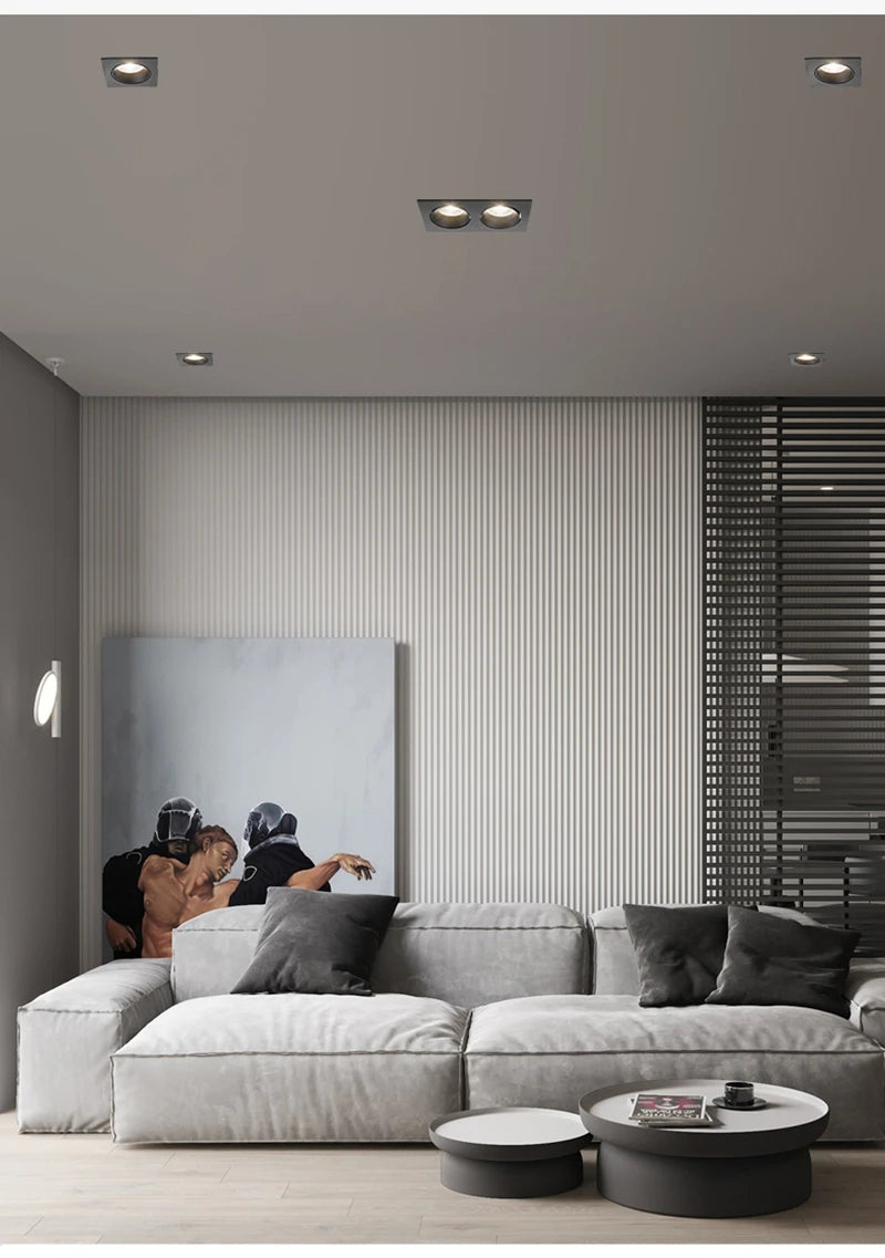 Modern Simple Down Light Embedded Dark Decoration Household Ultra-Thin No Main Light Adjustable Angle LED Anti-Glare Spotlights