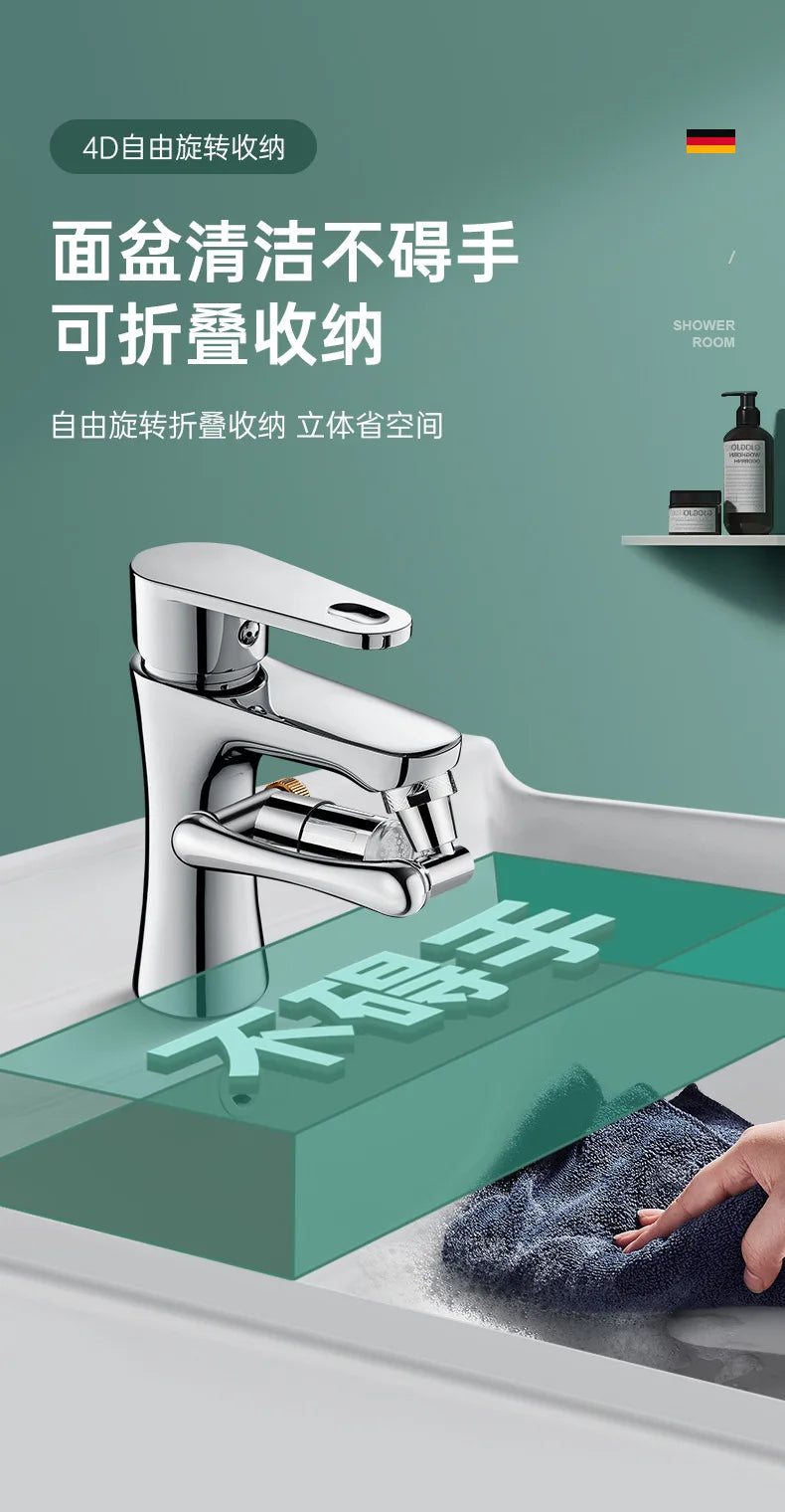 LED Temperature Sensor Kitchen Faucet Extender Metal Swivel Bathroom Tap Bubbler Nozzle 1440° Robotic Arm Tap Faucet Extension