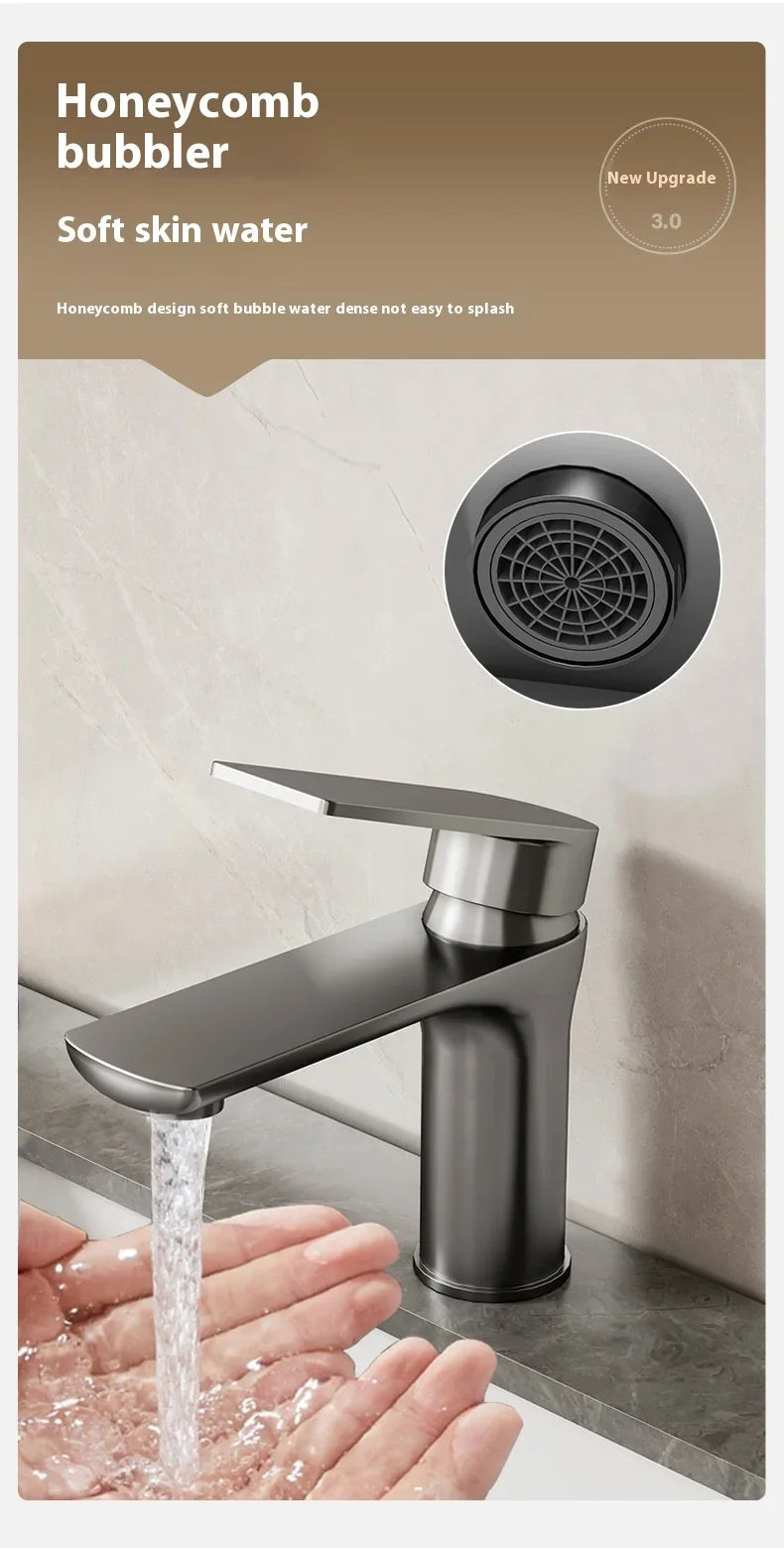 Home  Bathroom Wash Basin Faucet With Gray Stainless Steel Sink Water Hot And Cold Gun Home Kitchen Bidet Cabinet Mixer
