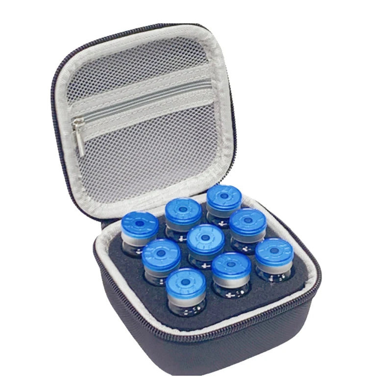 1pc Handheld peptide case insulin vial holder 9 slots for standard 3/5/10ml vial,foam protective, sale case only