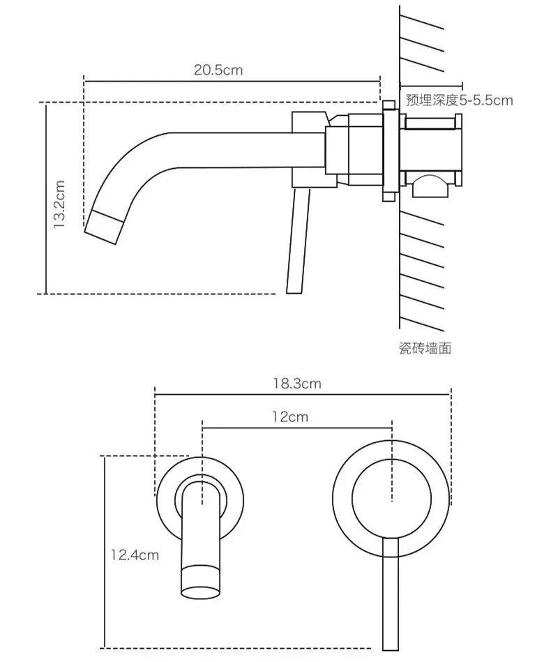 Bathroom Faucet Brass Hot and Cold Water Sink Faucet Wall Mounted Mixer Tap Single Handle Two Hole Vintage Faucet
