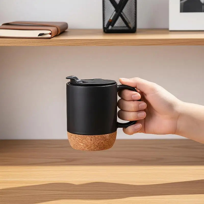 Cork Bottom Ceramic Frosted Coffee Mug Non-slip 350ml Easy Wash Drinking Cup for Office Home Gift Giving